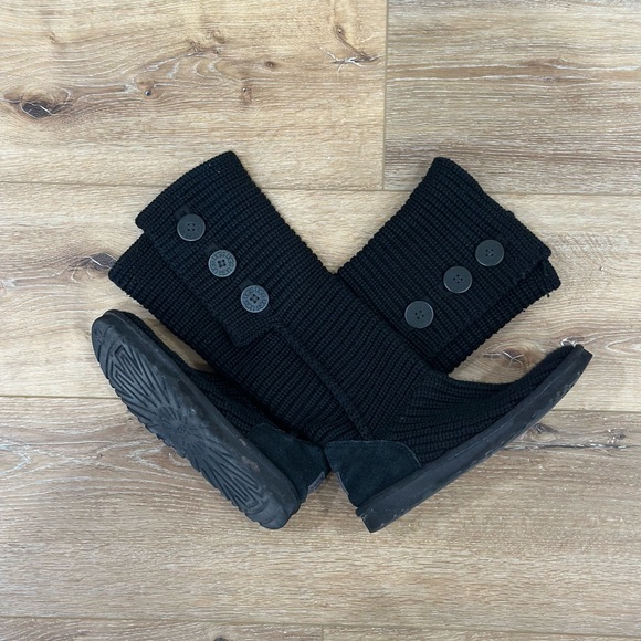 UGG Australia Black Classic Cardy Knit Boots - Size 9 - Picture 4 of 9